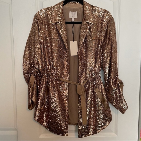 Cinq à Sept Mathieu Sequin Jacket pewter gold XS - Picture 11 of 11